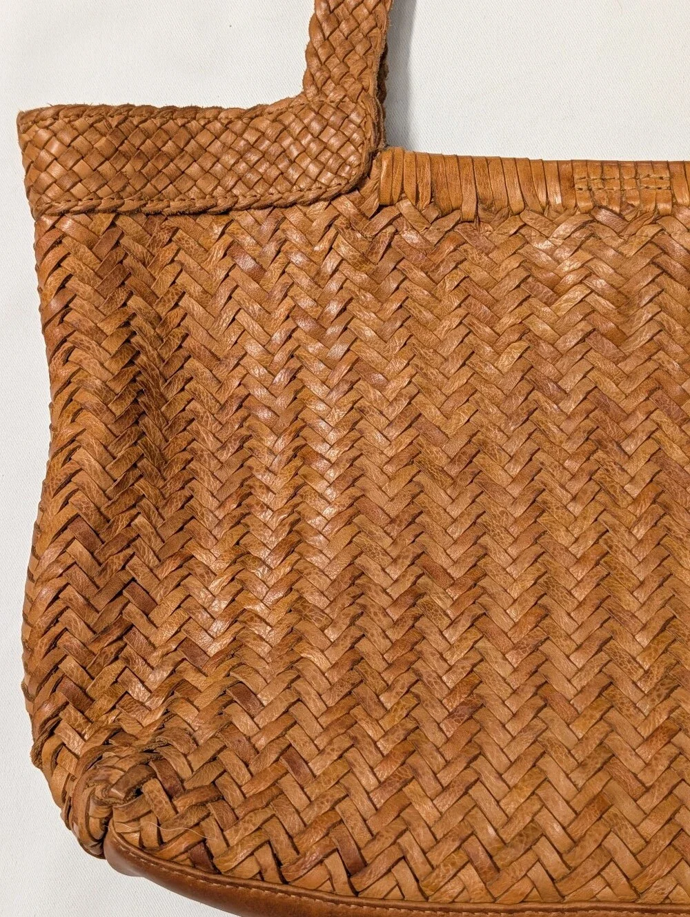 Vilenca Holland Handwoven Braided Genuine Leather / Suede Tote Shoulder Bag